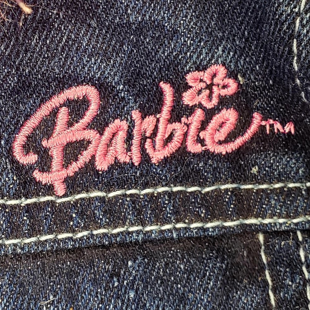 Barbie Denim Jean Jacket Girls size 5 Rare w/ Pink Embroidery